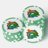 Bootslandschaft unter Sonnenwolken und Regenbogen Pokerchips (Stapel)