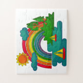 Bootslandschaft unter Sonnenwolken und Regenbogen Puzzle (Vertikal)