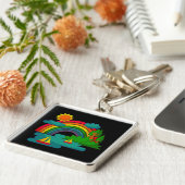 Bootslandschaft unter Sonnenwolken und Regenbogen Schlüsselanhänger (Seite)