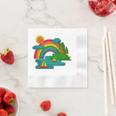 Bootslandschaft unter Sonnenwolken und Regenbogen Serviette (Beispiel)