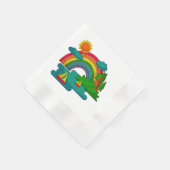 Bootslandschaft unter Sonnenwolken und Regenbogen Serviette (Ecke)