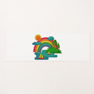 Bootslandschaft unter Sonnenwolken und Regenbogen Yogamatte