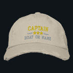 Bootsname Captain Nautical Stars Gold Silver Khaki Bestickte Baseballkappe<br><div class="desc">Segeln Sie stilvoll mit einem khaki personalisiert bestickten Hut mit Ihrem Captain Rank oder einem anderen Titel, Ihrem Namen oder Boat Name und Sternen. Verschiedene Kappe- und Gewindelfarben zur Auswahl. Macht ein großartiges Geschenk für Väter Tag, Mütter Tag oder jede Gelegenheit.</div>
