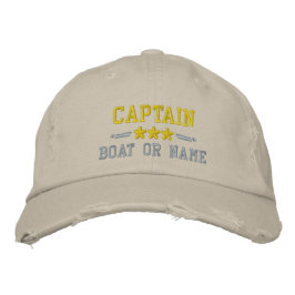 Bootsname Captain Nautical Stars Gold Silver Khaki Bestickte Baseballkappe