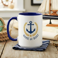 Bootsname Nautical Anchor Gold Style Laurel Grosse