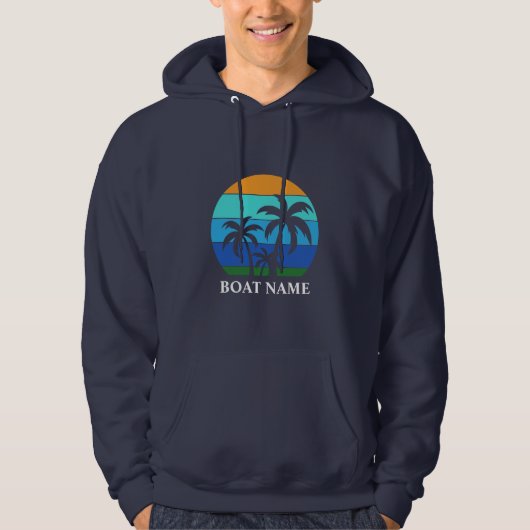 Bootsname Sun Palm Trees Blue Hoodie (Vorderseite)