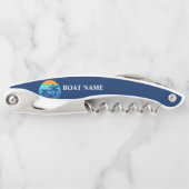 Bootsname Sun Palm Trees Blue Kellnermesser (Vorderseite)