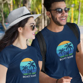 Bootsname Sun Palm Trees Blue T-Shirt