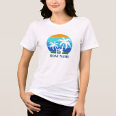 Bootsname Sun Palm Trees White Tri-Blend Shirt (Vorderseite)