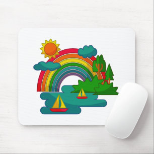 Bootsreiselandschaft unter Sonnenwolken und Regenb Mousepad