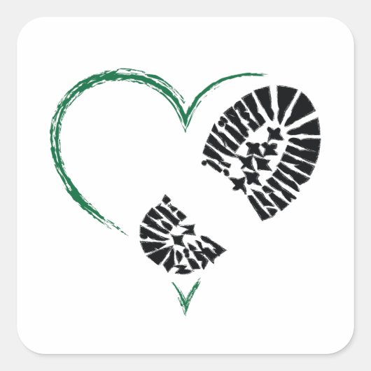 Bootstauchherz Quadratischer Aufkleber (Vorderseite)