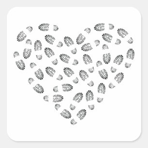 Bootstauchherz Quadratischer Aufkleber