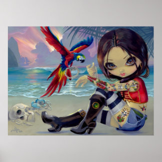 Bootstrap Betsy ART PRINT Pirate Tattoo Girl Poster