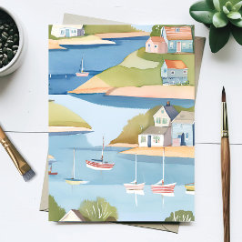 Bootsübersicht | Moderne Aquarellmalerei Postkarte