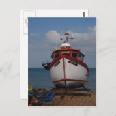 Bootsvormittagshaze am Strand Postkarte (Vorne/Hinten)