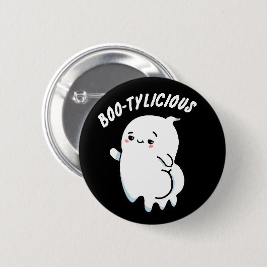 Bootylicious Funny Ghost Pun Button (Vorne & Hinten)
