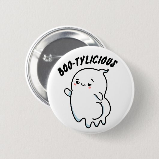 Bootylicious Funny Ghost Pun Button (Vorne & Hinten)