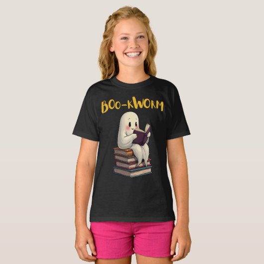 Boowurm Read more Books Ghost Reading Halloween T-Shirt (Vorne ganz)