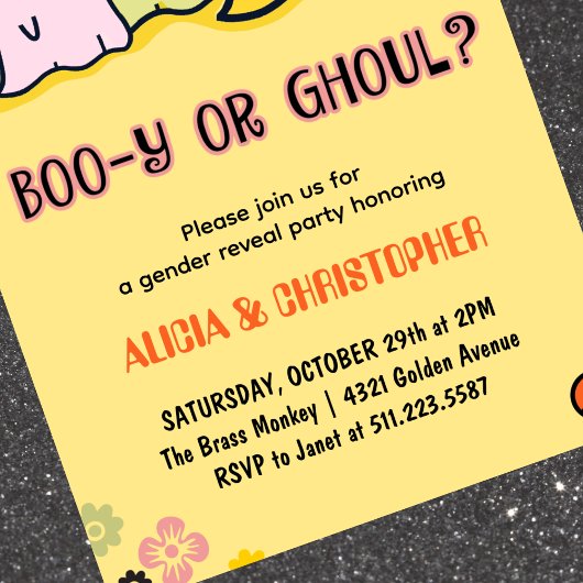 Booy oder Ghoul Groovy Ghost Halloween Gender Enth Einladung