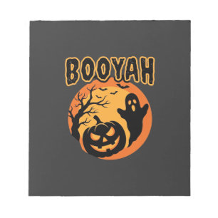 Booyah Halloween-Geist-Kürbis-Design Notizblock