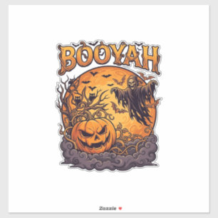 Booyah Halloween-Kürbis Sensenmann Orange Mond_1 Aufkleber