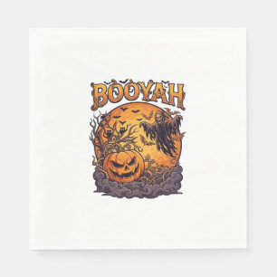 Booyah Halloween-Kürbis Sensenmann Orange Mond_1 Serviette