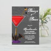 Booze and Boos Martini Budget Halloween Einladung (Stehend Vorderseite)