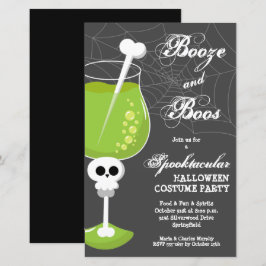 Booze and Boos Skull Budget Halloween Einladungen