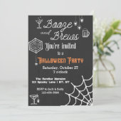 Booze and Brews Halloween-Party Einladung (Stehend Vorderseite)