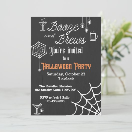 Booze and Brews Halloween-Party Einladung (Stehend Vorderseite)