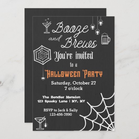 Booze and Brews Halloween-Party Einladung (Vorne/Hinten)