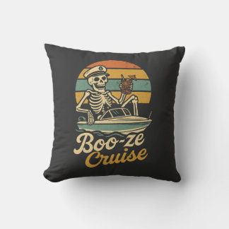 "Booze Cruise - Funny Skeleton Boot Captain Kissen