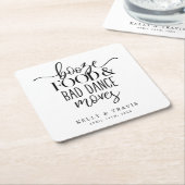 Booze Food and Bad Dance Moves Wedding Rechteckiger Pappuntersetzer (angewinkelt)