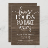 Booze Food and Bad Dance Moves Wedding Save The Date (Vorne/Hinten)
