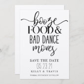 Booze Food and Bad Dance Moves Wedding Save The Date (Vorne/Hinten)