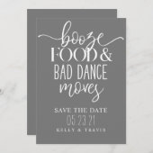 Booze Food and Bad Dance Moves Wedding Save The Date (Vorne/Hinten)