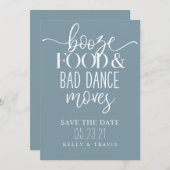 Booze Food and Bad Dance Moves Wedding Save The Date (Vorne/Hinten)
