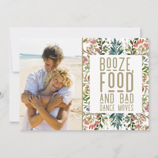 Booze Food Bad Dance bewegt Foto Wedding Save The Date (Vorderseite)