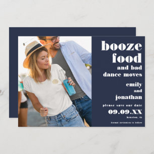 Booze Food Bad Dance Bewegt Foto Weiß Marine Blau Save The Date