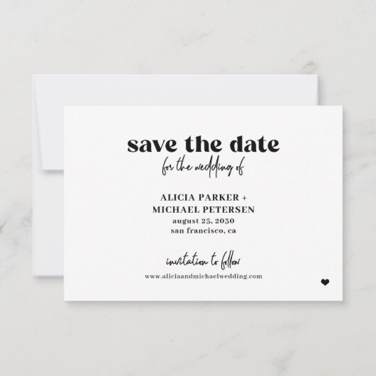 Booze food bad dance bewegt lässige Hochzeit Save The Date (Rückseite)