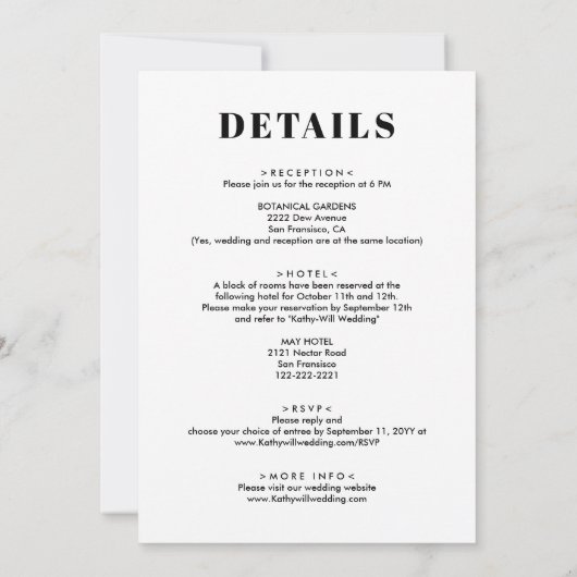 Booze Food Bad Dance bewegt sich in einer Hochzeit Einladung (Rückseite)