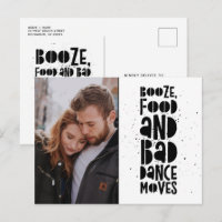 Booze, Food, Bad Dance Moves Photo Save the Dates