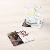 Booze Food & Bad Dance Moves Wedding Date Foto Rechteckiger Pappuntersetzer (Vor Ort)