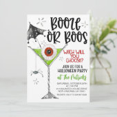 Booze oder Boos-Halloween-Party Einladung (Stehend Vorderseite)