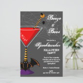 Booze und Boos Martini Haushalt Halloween Einladun (Stehend Vorderseite)