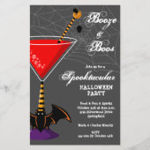 Booze und Boos Martini Haushalt Halloween Einladun (Vorderseite)