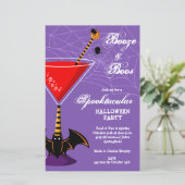 Booze und Boos Martini Haushalt Halloween Einladun (Stehend Vorderseite)