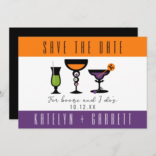 Booze und ich mache 's Halloween Save the Date Car (Vorne/Hinten)