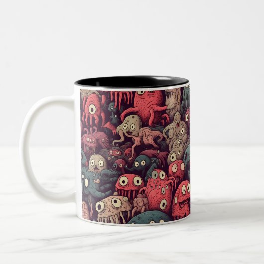 Boozithaft Niedliches Augapfel Halloween Zweifarbige Tasse (Links)