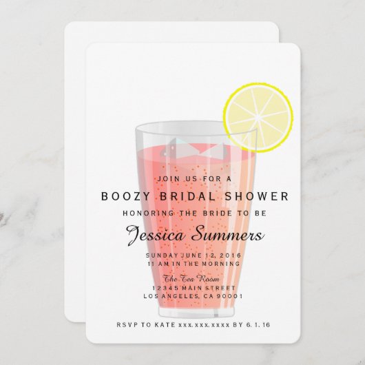 Boozy Bridal Dusche Einladung (Vorne/Hinten)